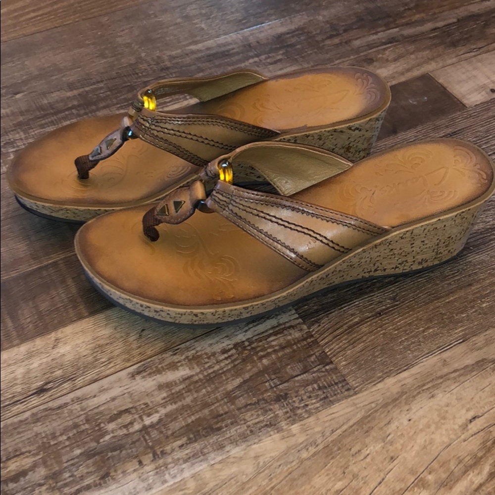 Clark’s thong cork wedge sandal